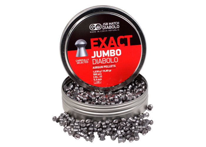 JSB Diabolo Exact Jumbo .22 Cal Pellets – 15.89 Grains Domed – 1000 Count (2 Tins)
